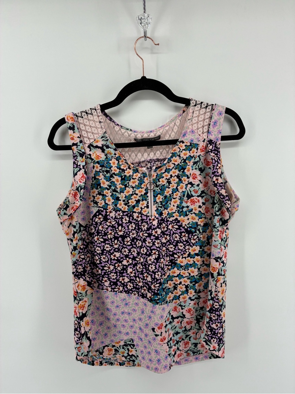 Floral Patchwork Sleeveless Top - Purple Multi